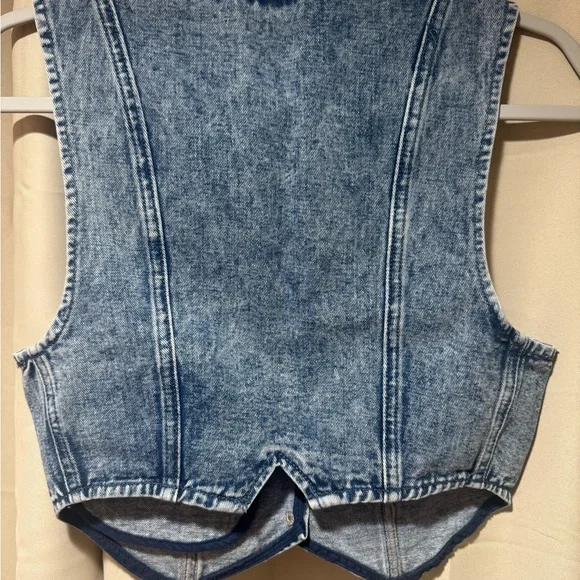 Indigo Denim Buttoned Vest - Picture 2 of 5